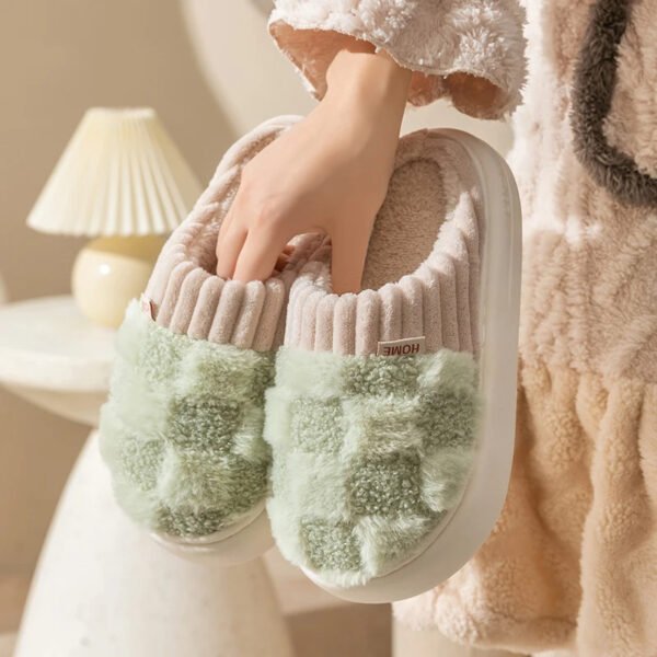 Plaid Plush Slippers Women's Indoor - Image 4