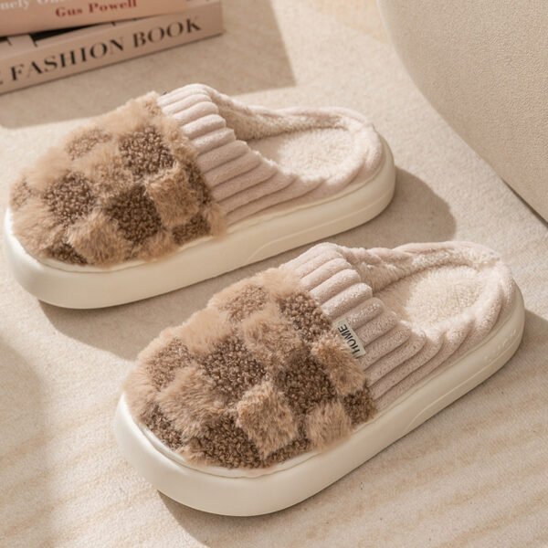 Plaid Plush Slippers Women's Indoor - Image 10