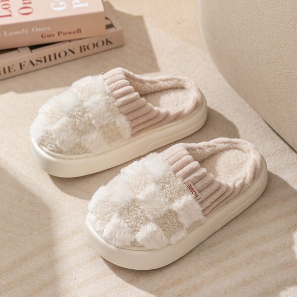 Plaid Plush Slippers Women's Indoor - Image 8
