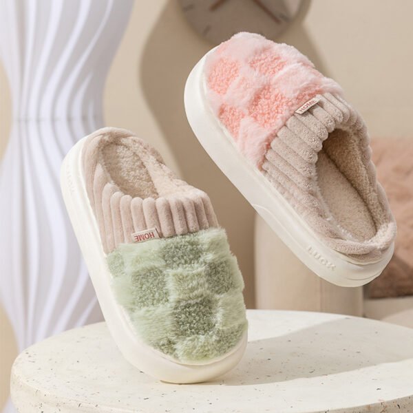 Plaid Plush Slippers Women's Indoor - Image 2