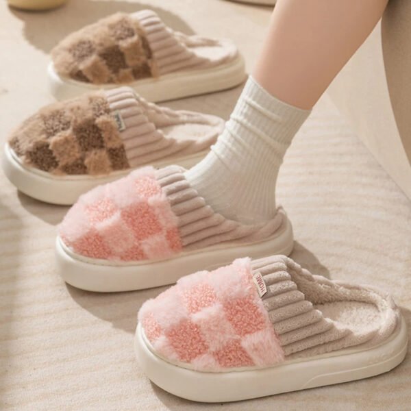 Plaid Plush Slippers Women's Indoor - Image 6