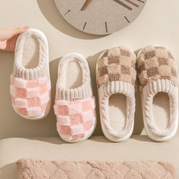 Plaid Plush Slippers Women's Indoor - Image 7
