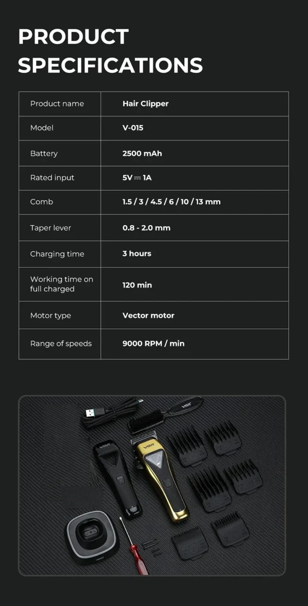 VGR Hair Trimmers Professional Vector Motor Haircut  V-015 - Image 8