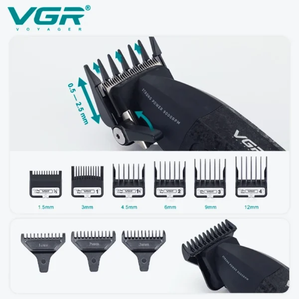 VGR Hair Trimmers Professional  Hair Clipper Adjustable  V-640 - Image 4